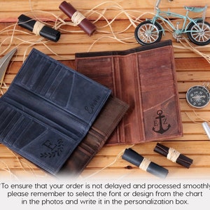 Cartera larga de cuero para hombre, personalizada, regalo para él, regalo de aniversario, regalo para padrinos de boda, regalo de Navidad.