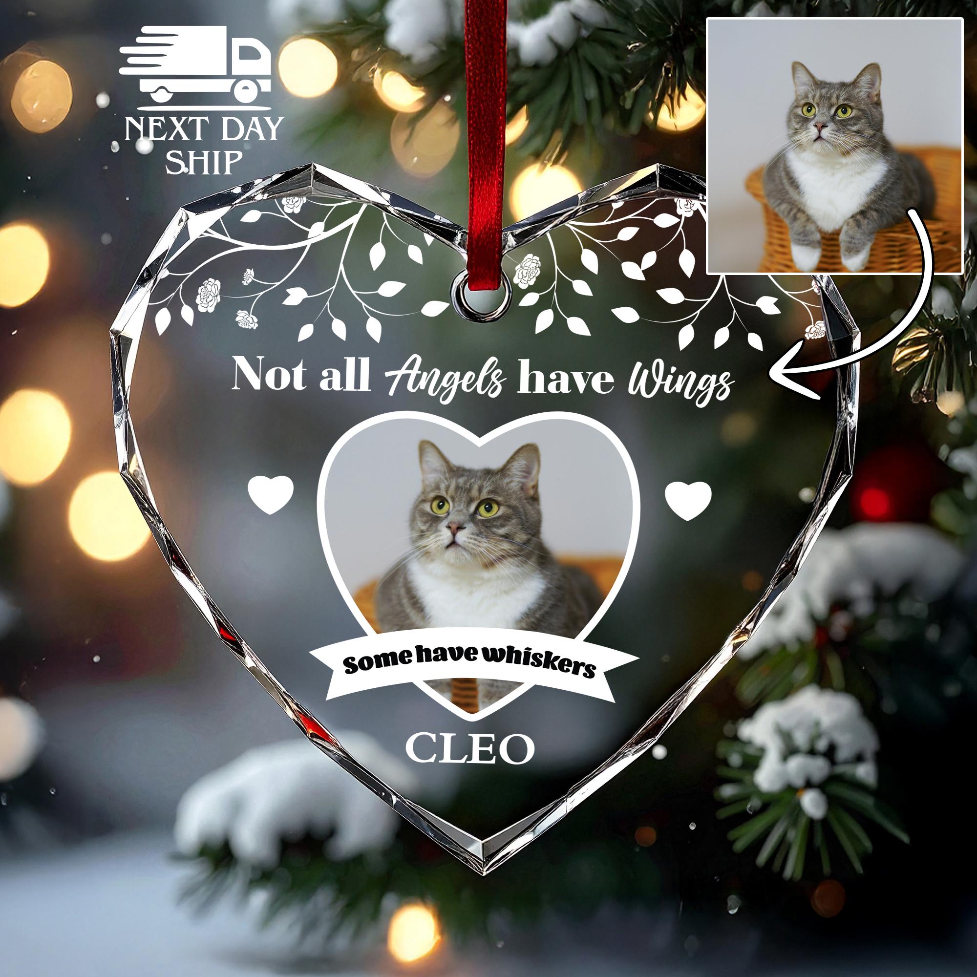 Custom Cat Memorial Ornament, Cat Heart Ornament, Cat Name Keepsake, Cat Loss Keepsake, Cat Owner Christmas Gift, Christmas Cat Remembrance