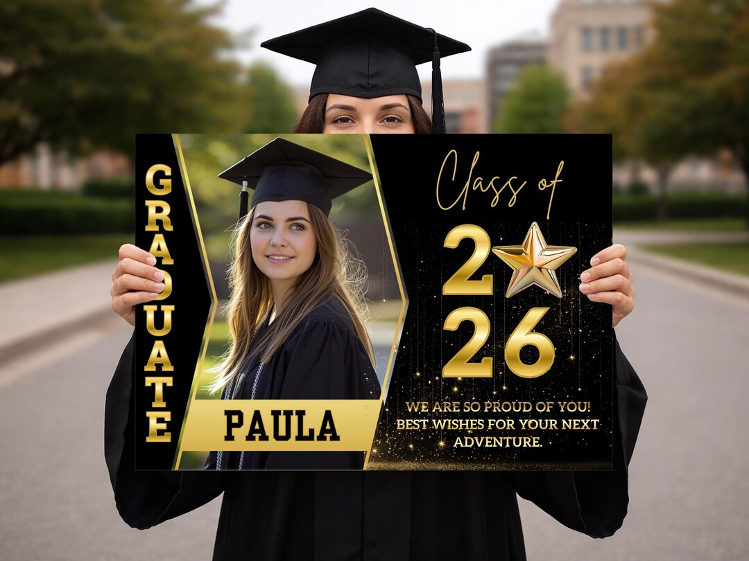 Grad Signs Handheld Proud Parents Graduation Yard Sign, Custom Grad Photo Plastic Sign ...