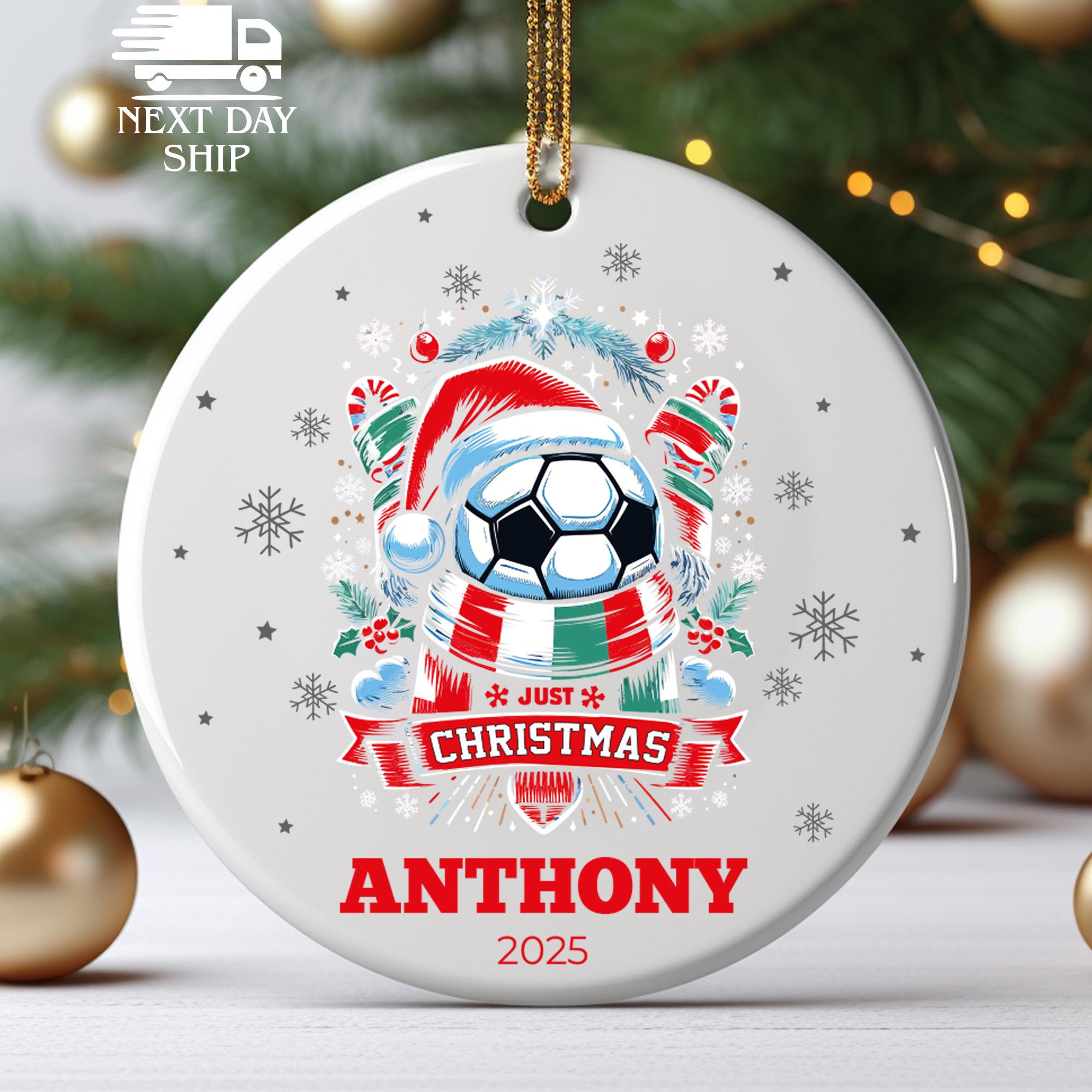 Personalized Soccer Ornament 2025, Custom Name Player Gift, Christmas Sports Keepsake for Fan, A Goal-Scoring Holiday Memory, Gift For Boys