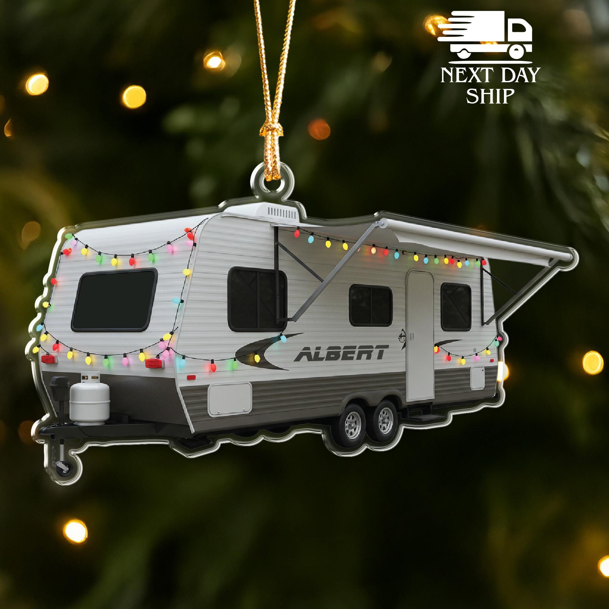 Custom Acrylic Camper Ornament, Personalized RV Ornament, Travel Family Name Ornament, Christmas Decoration, Holiday Camp Keepsake