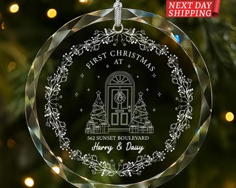 First Christmas at Our New Home Ornament, Personalized Housewarming Keepsake, Custom Address Christmas Gift, New Home Holiday Decor