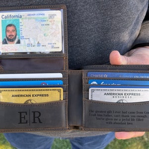 Billetera con foto personalizada, billetera de cuero para hombre, billetera con foto personalizada, regalo grabado personalizado, billetera triple personalizada, regalos para el día del padre