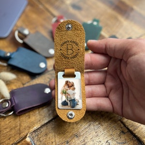 Personalized Multi-Photo Leather Keyring | Two Photo Leather Keychain Personalized Gift | Mother&#39;s Day Photo Keyring Gift | Family Photos