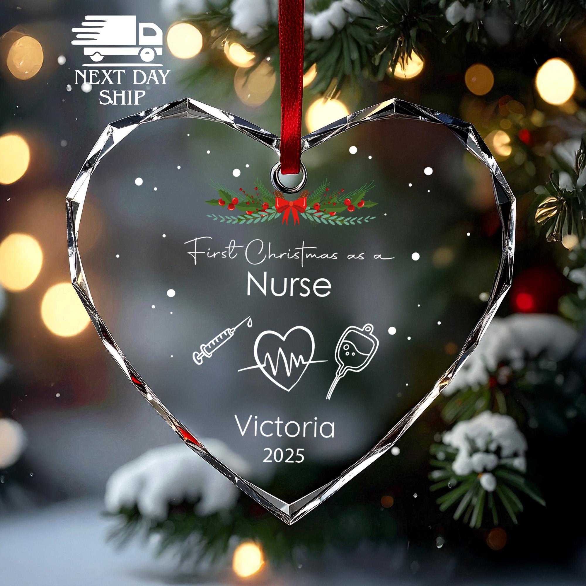 Personalized Nurse Ornament 2025, First Christmas as a Nurse Gift, Custom Medical Ornament, RN Graduation or New Job Gift, Holiday Keepsake