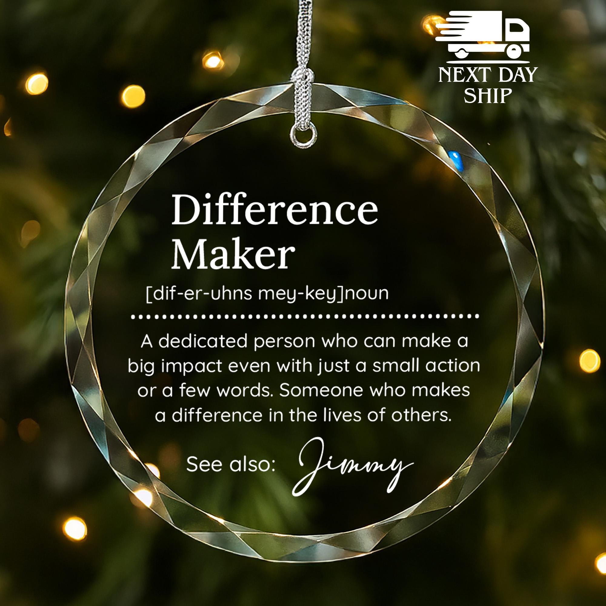 Difference Maker Christmas Ornament, Personalized Mentor Christmas Ornament, Teacher Christmas Gift, Mentor Appreciation Gift, Xmas Keepsake