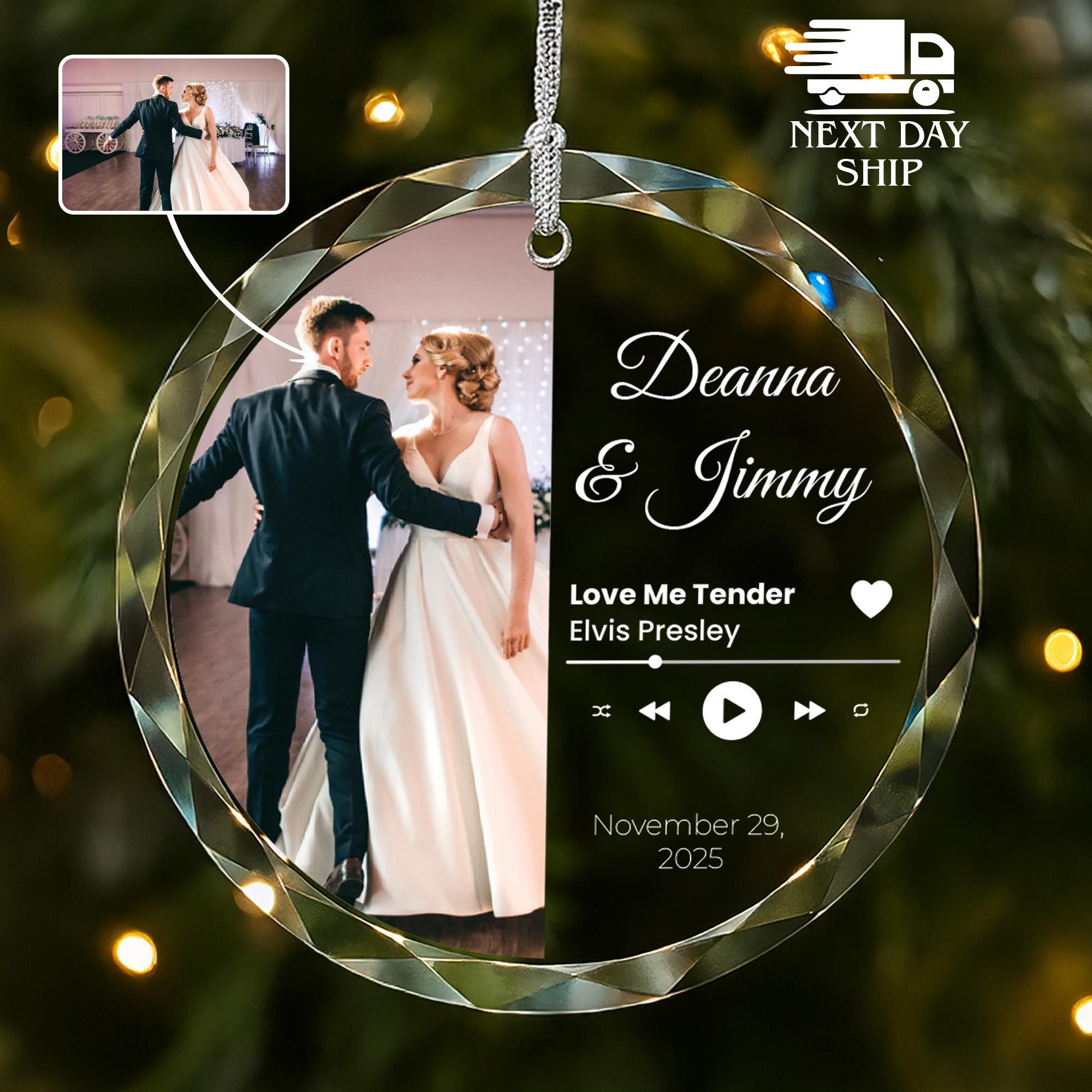 Personalized Wedding Photo And Song Ornament, Custom Wedding Photo Gift, Christmas Gifts, Newlywed Ornament, Gift For New Family Keepsake