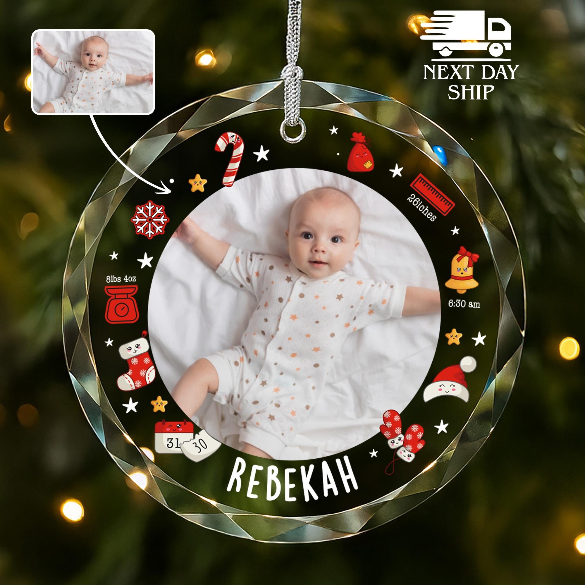 Custom Baby Photo Ornament, Personalized Baby Photo Keepsake, Babies First Christmas Ornament, Custom Baby Name Ornament, 1st Christmas Gift