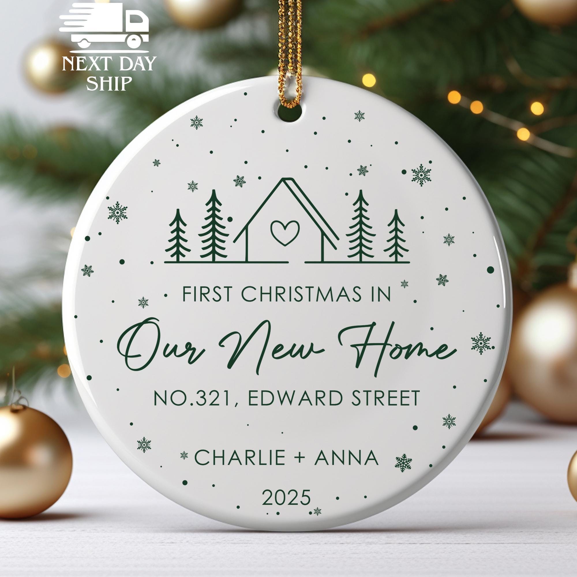2025 Christmas New Home Ornament, Family Names Ornament, Newlywed Couple Name Ornament, First Christmas Married Keepsake, Holiday Ornament