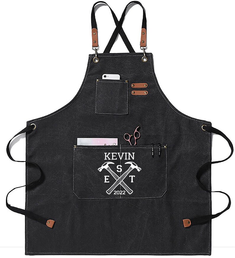 Personalized Cross Back Apron Construction Worker Apron Dad Etsy