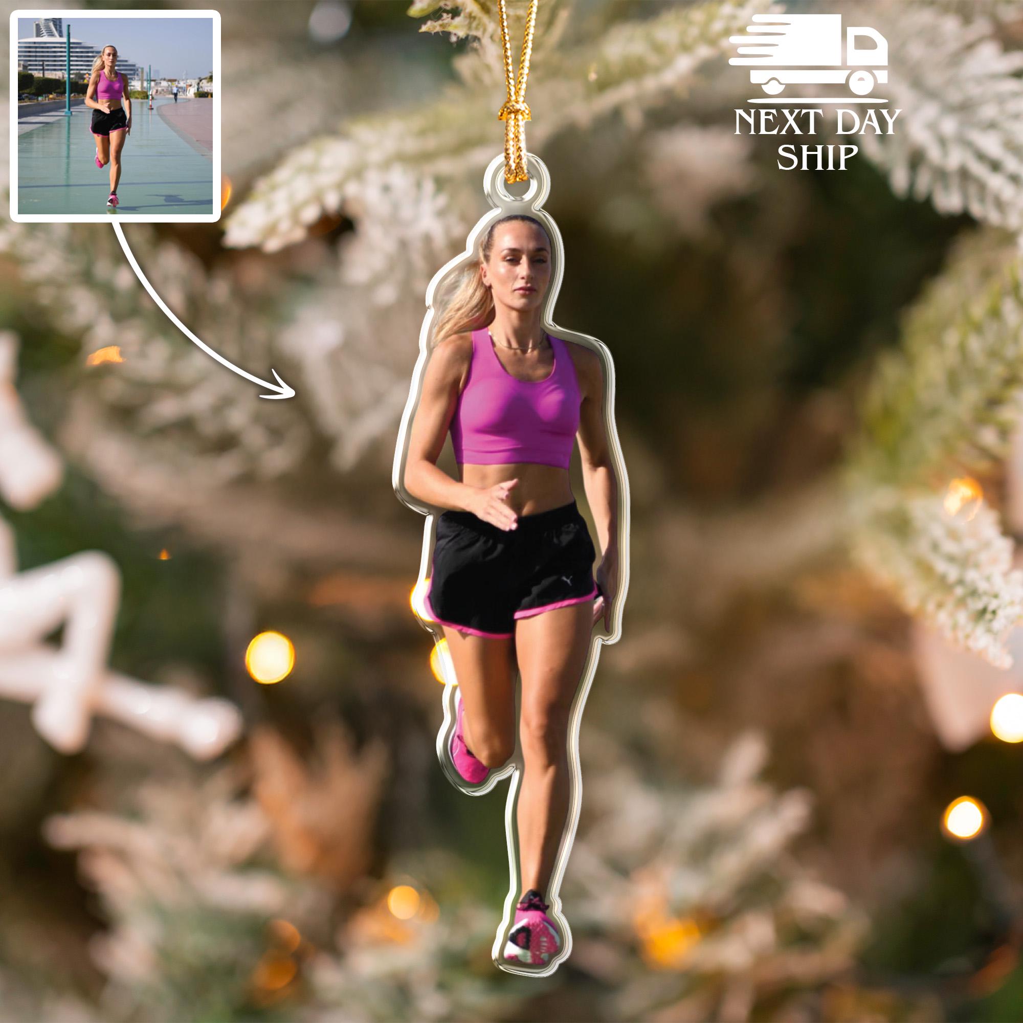 Runner Photo Ornament, Marathon Ornament, Acrylic Sports Ornament, Fitness Ornament, Wellness Ornament, Custom Christmas Gift for Him or Her