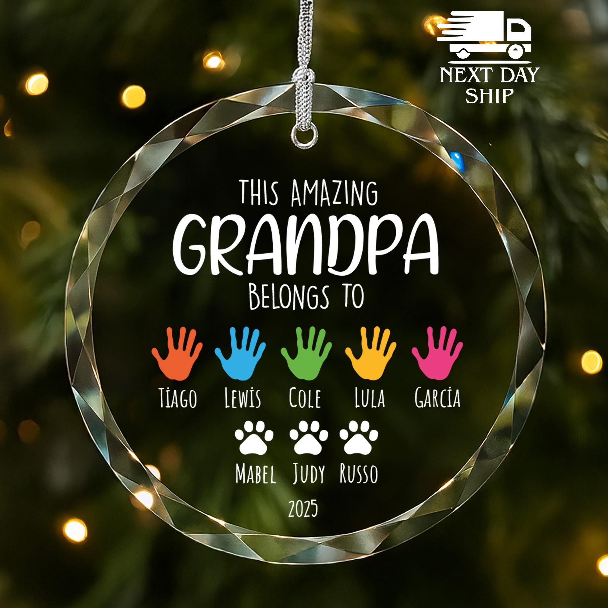 Custom Name Grandpa Ornament, Gift For Grandpa, Big Family Keepsake, Personalized Name Ornament, Housewarming Gift, Amazing Grandpa Ornament