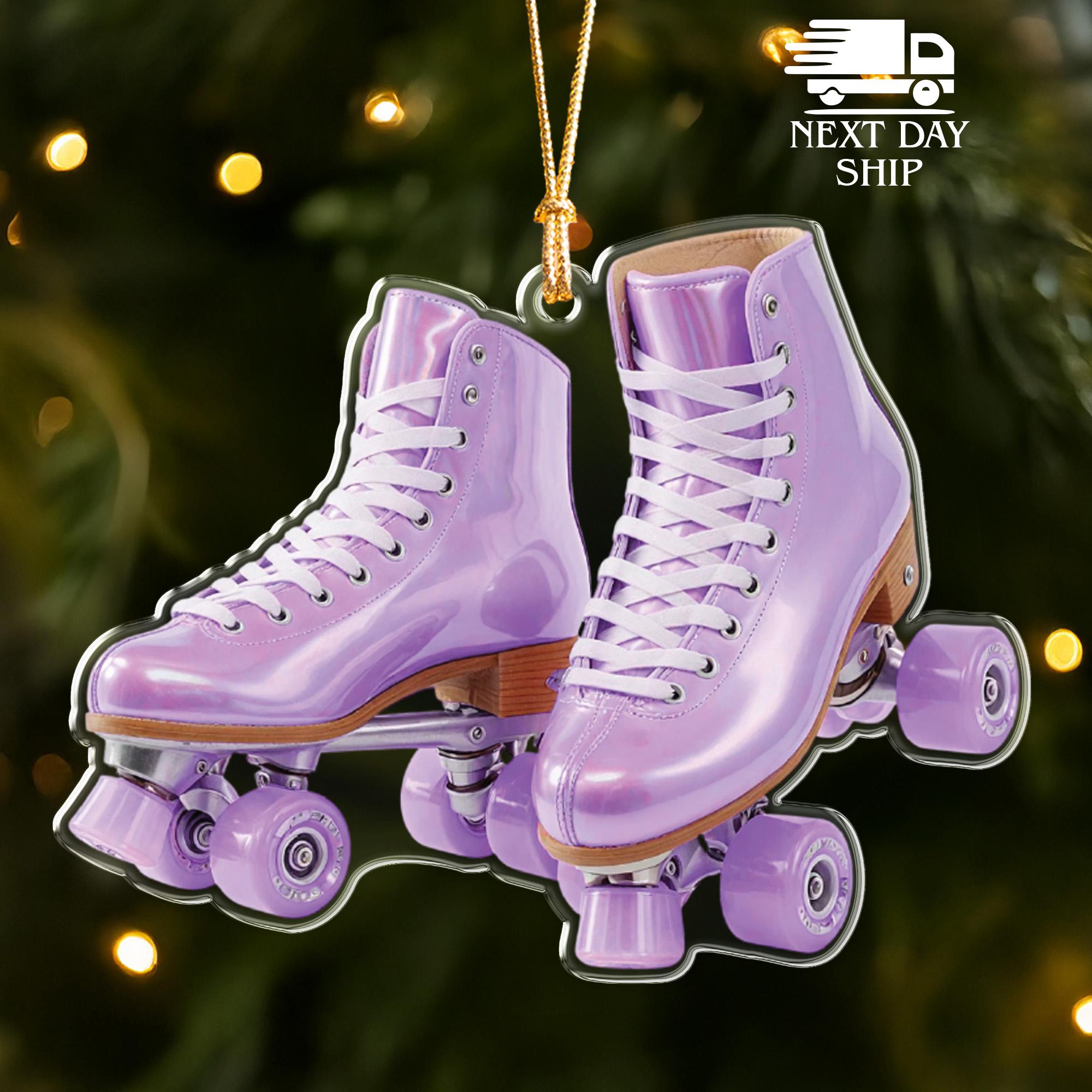 Personalized Roller Skate Ornament, Custom Name Acrylic Ornament, Retro Skater Gift for Her, Cute Christmas Tree Decoration, Decor Ornament