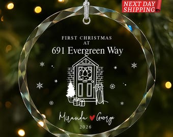 Personalized First Christmas in New Home Ornament, Custom Address Christmas Ornament, Our First Home Keepsake, Couple Housewarming Gift