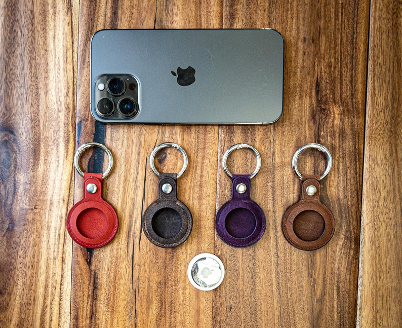 Leather Airtag Keychain Leather Apple Airtag Case Etsy
