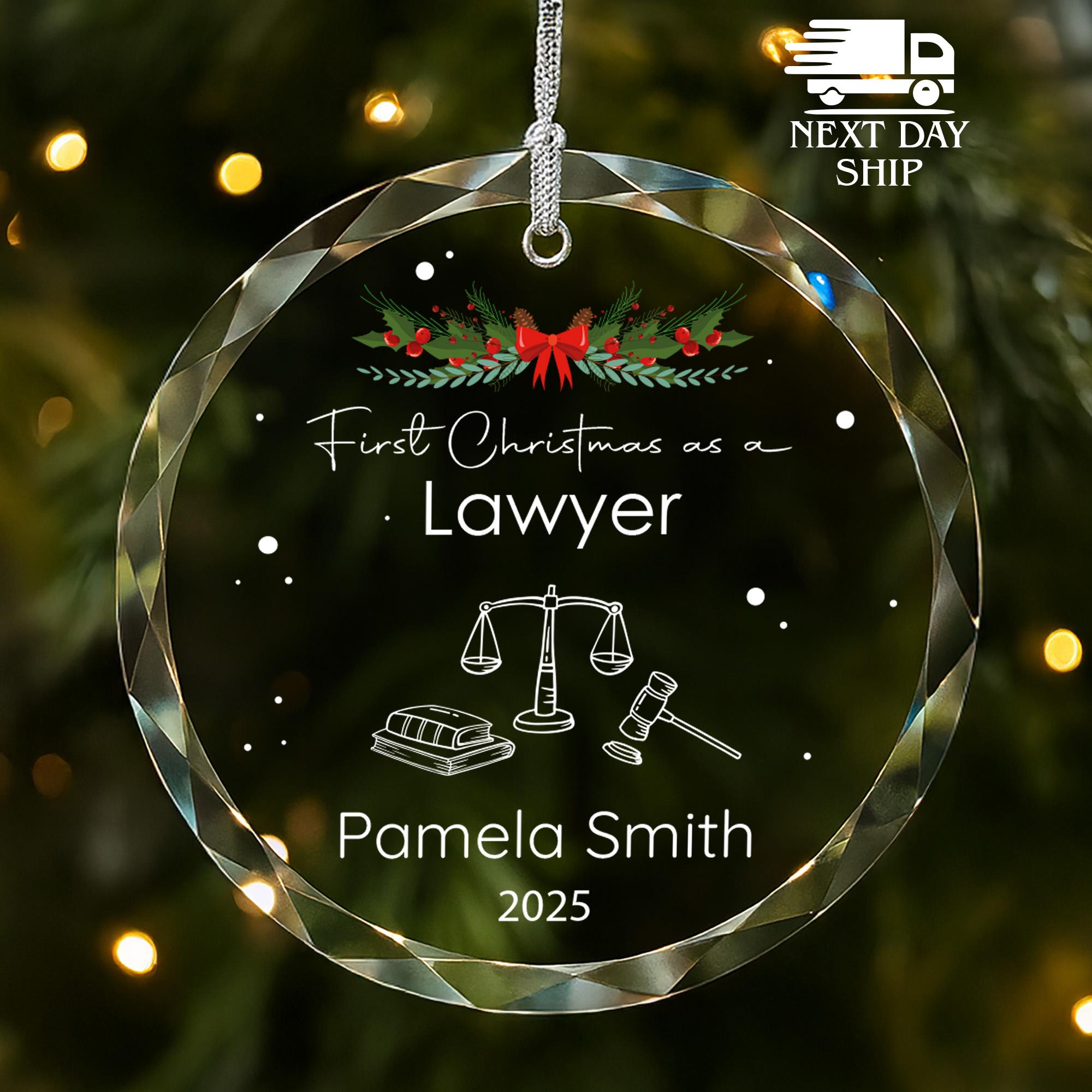 Personalized Lawyer Ornament 2025, First Christmas as a Lawyer Gift, Custom Profession Ornament, New Job or Law School Graduation Keepsake