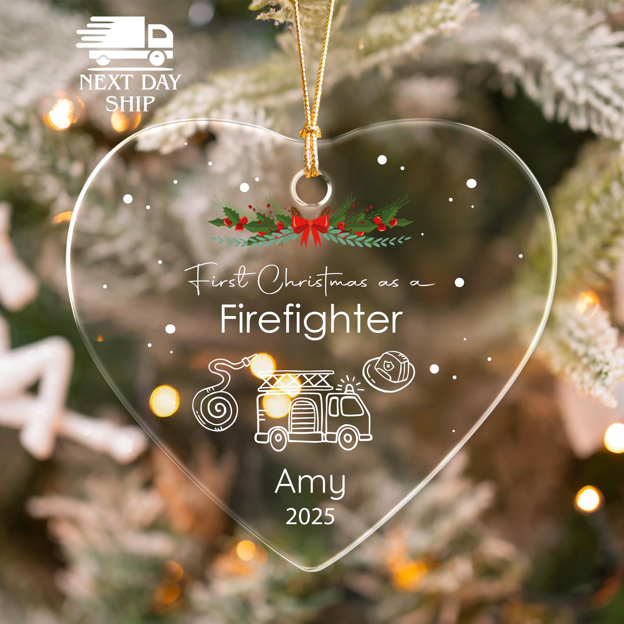 Personalized Firefighter Ornament , First Christmas as a Firefighter Gift, Custom Profession Ornament, New Job or Fire Academy Graduation