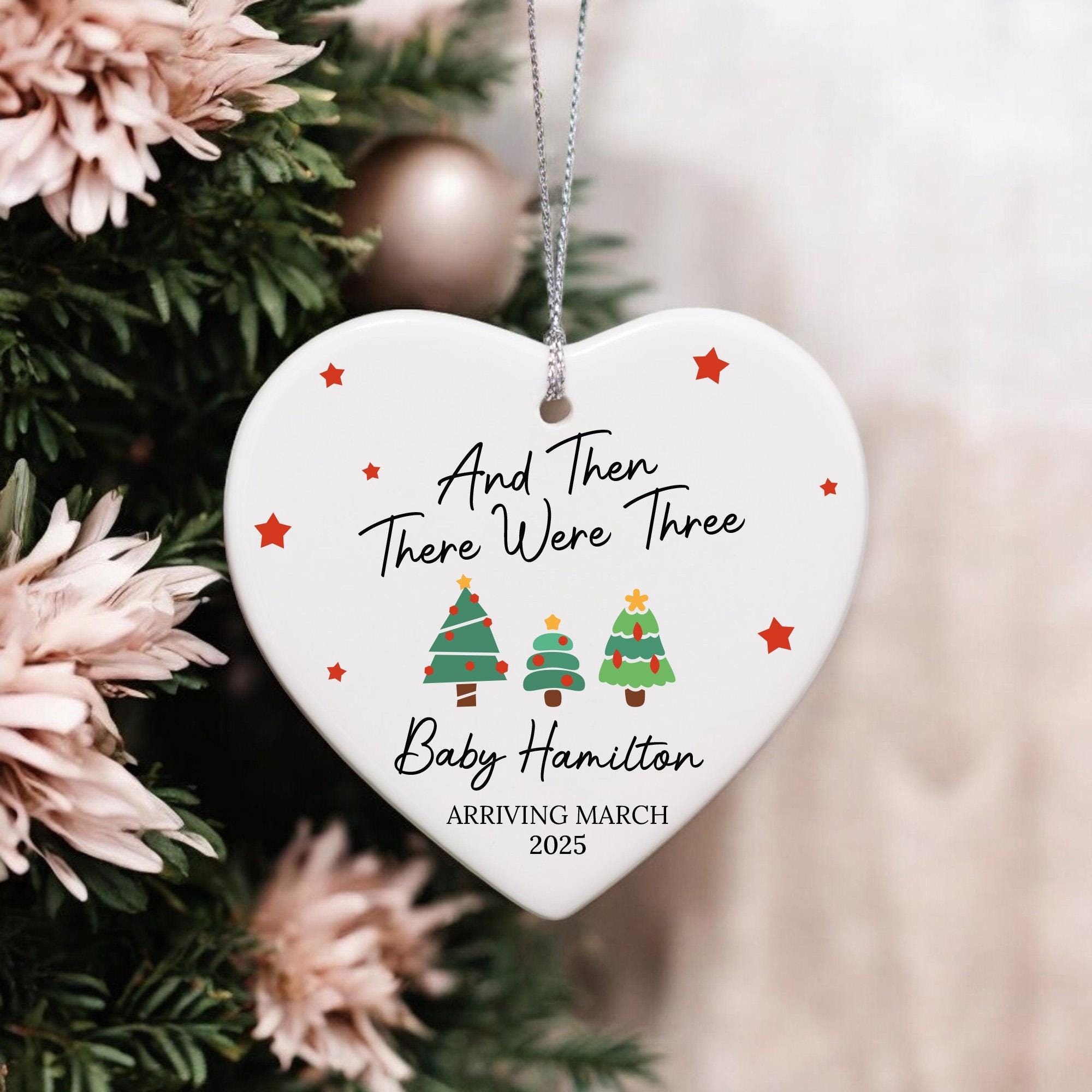 Then There Were Three, Pregnancy Announcement Ornament, Family Ornament, Baby Coming Soon Ornament, Expecting Mom Gift, Pregnancy Gift