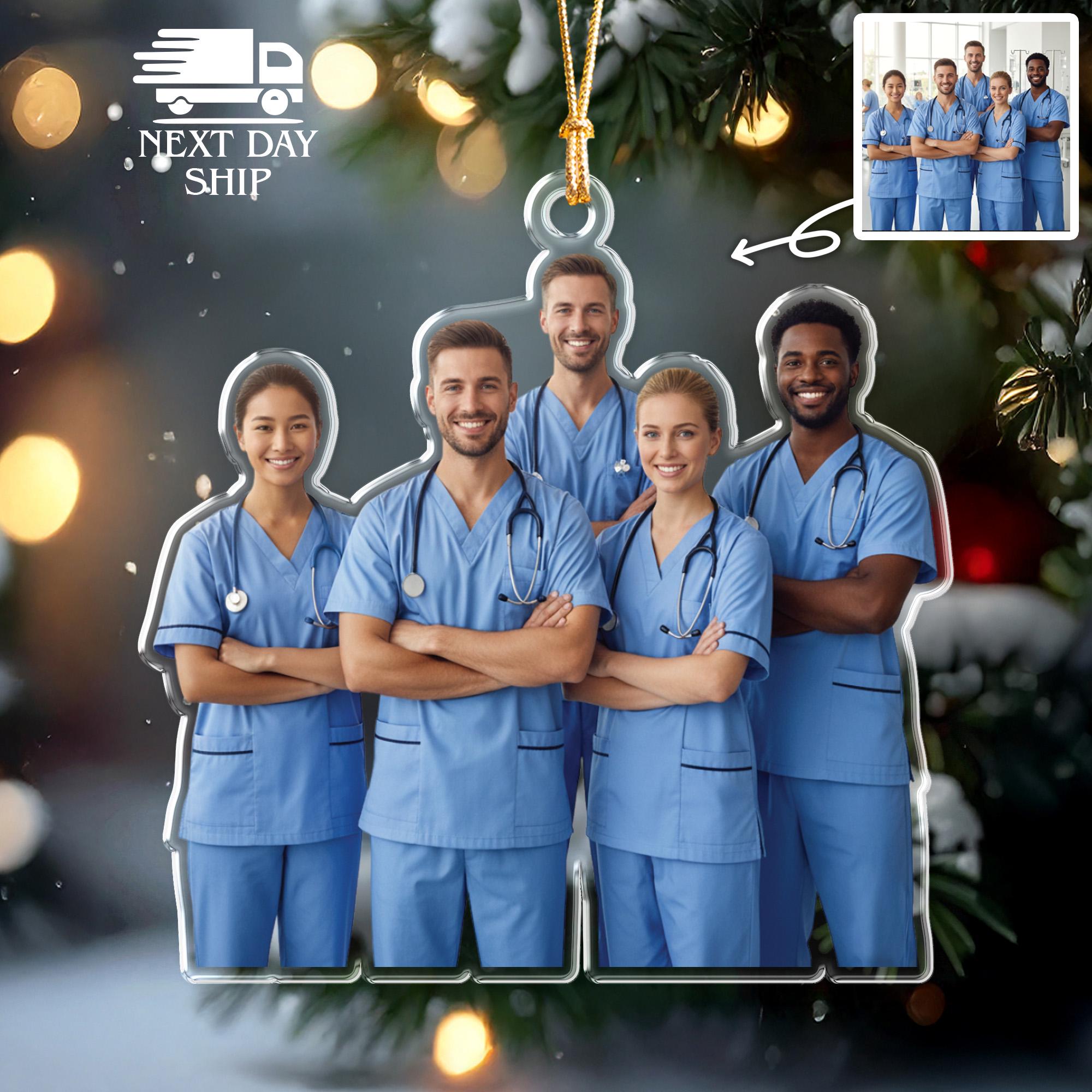 Nurse Photo Christmas Ornament, Custom Medical Ornament, Nurse Appreciation Ornament, Nurse Blue Uniform Ornament, Nurse Picture Gift