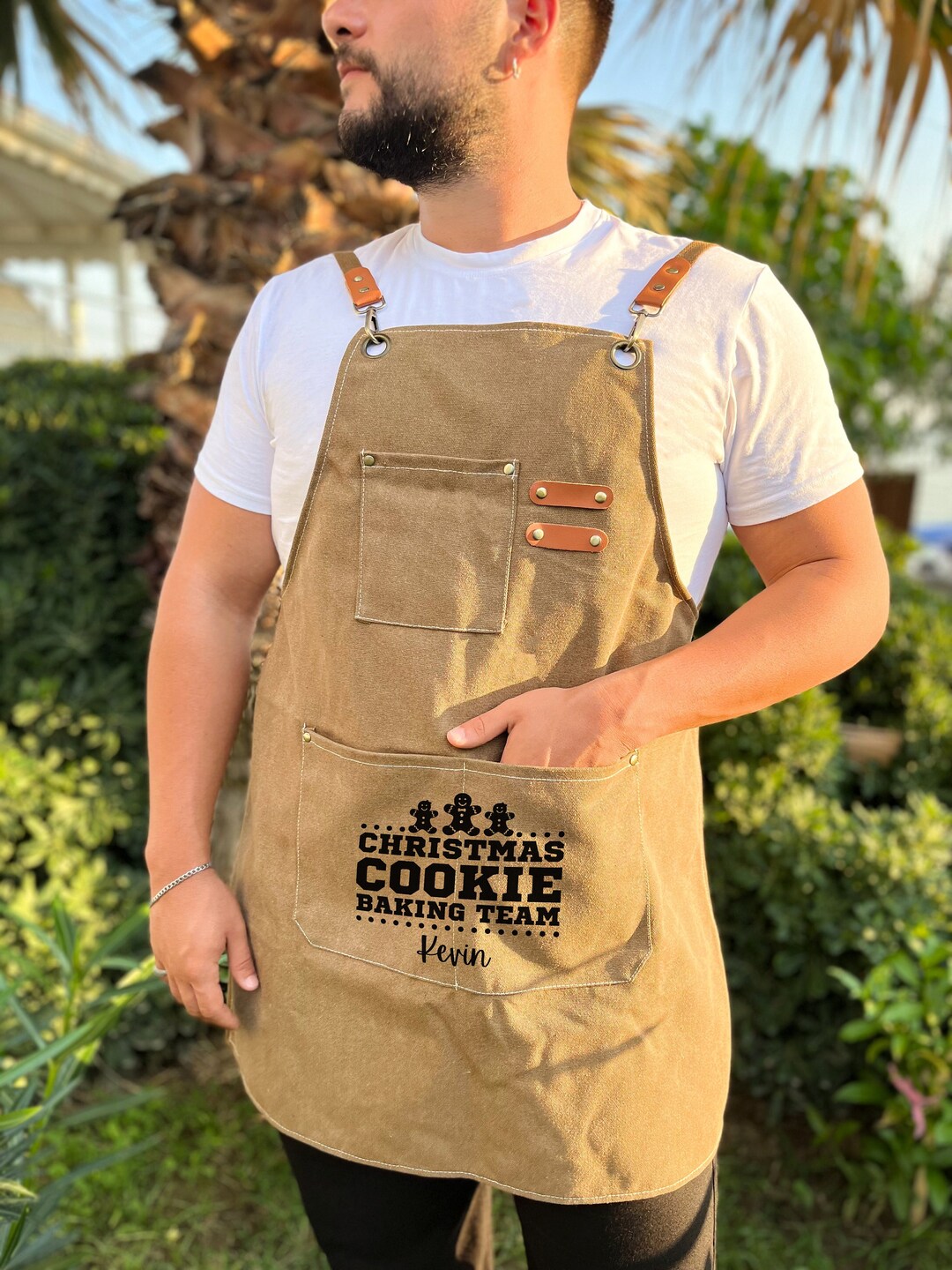 Canvas Apron With Pockets, Custom Gift for Him, Personalized