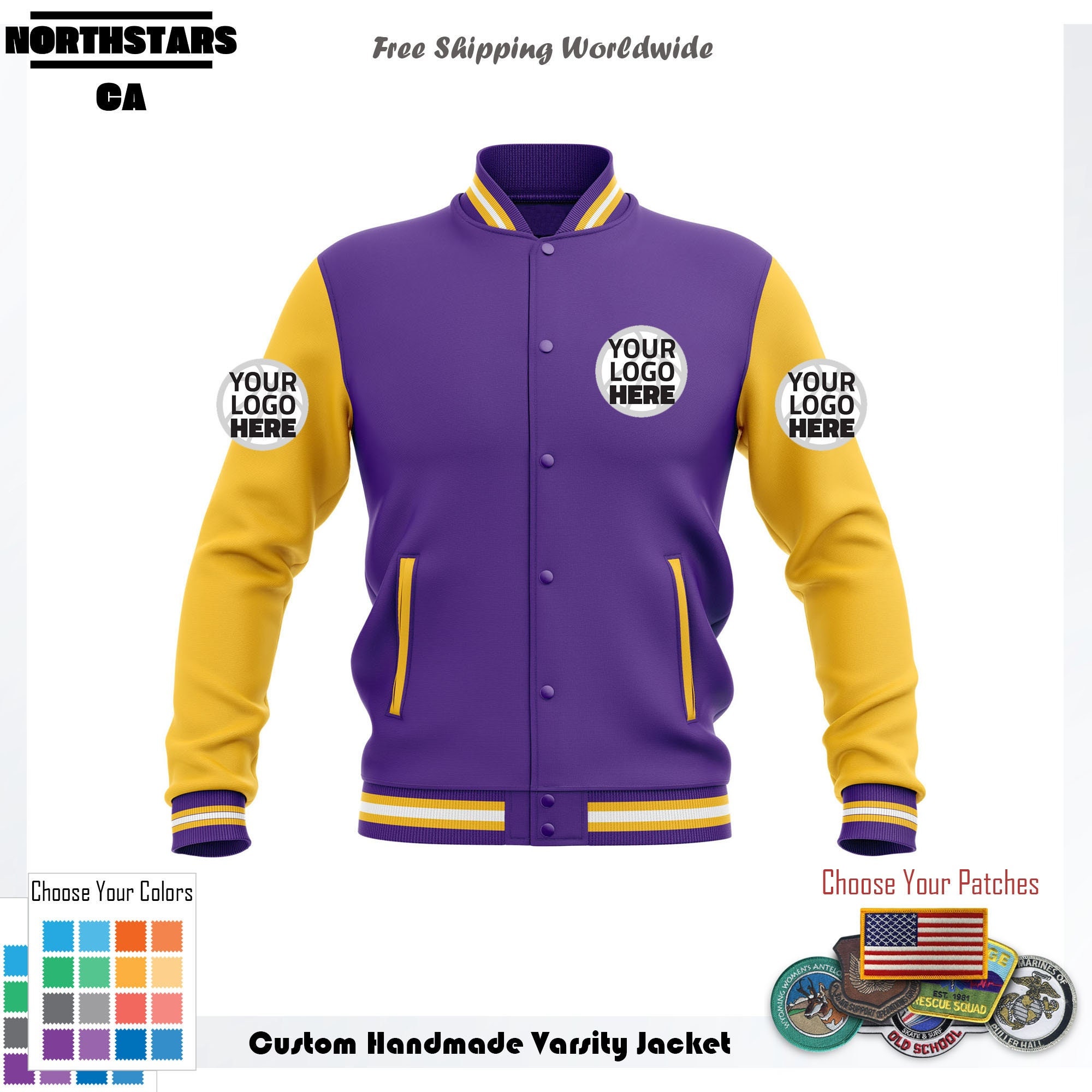 Purple, Gold & White Letterman Jacket – Build Your Jacket