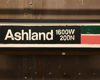 Ashland Pink Line L Train Sign, Ashland CTA Print, Ashland Subway Sign, Chicago West Loop Sign, Ashland Train Station poster, CTA Memorbilia