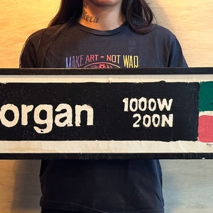 Morgan L Train Sign, Morgan Pink line train station sign, Chicago Neighborhood Artwork, CTA poster, Chicago memorbilia, West loop artwork