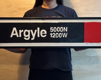 Argyle redline CTA  l train sign, Argyle CTA artwork, Argyle train station poster, Chicago l train poster, Chicago Commuter art, CTA poster