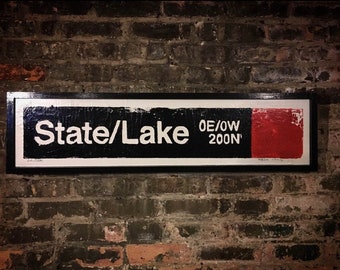 State/Lake L Train Sign, State/Lake Redline Train Station artwork, CTA Poster, L Train art, chicago artwork, State/Lake train gift