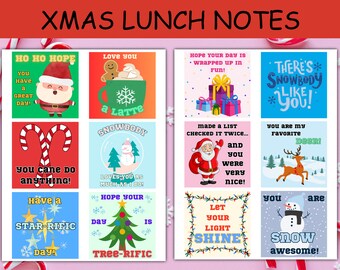 Christmas Lunch Box Notes For Kids|School Lunch Notes|Cute Xmas Lunchbox Messages For Kids|Lunch Box Love Notes|Fun Cute Colorful Notes