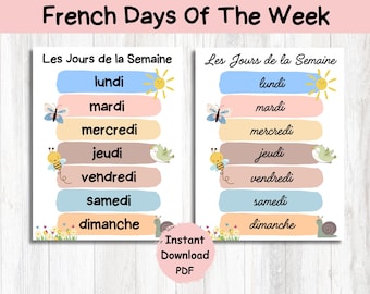 French Days of the Week Poster: Classroom Decor (PDF)