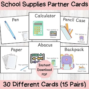Cartes de jumelage étudiant-partenaire|Cartes de groupe partenaire pour les fournitures scolaires|Gestion du comportement en classe|Ressource pour l'enseignant du primaire