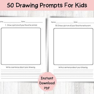 50 Drawing Prompts for Kids: Creative Writing Worksheets (PDF)