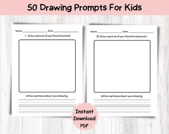 50 Drawing Prompts for Kids: Creative Writing Worksheets (PDF)