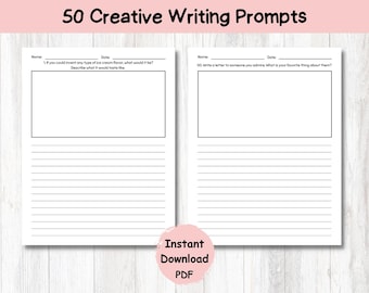 50 Creative Writing Prompts for Kids: Printable Story Journal (PDF)