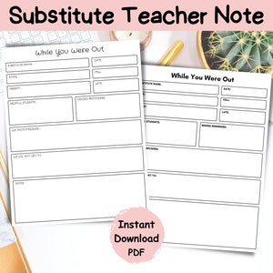 Nota para professor substituto: Relatório de aula para impressão (PDF)