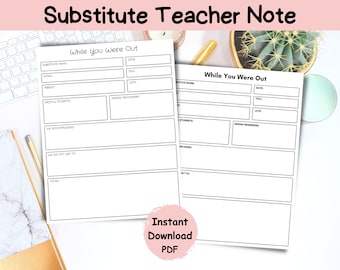 Nota para el profesor sustituto: Informe de clase imprimible (PDF)