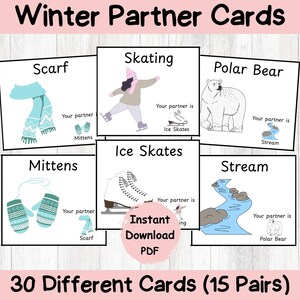 Koppelkaarten voor studentenpartners|Winterpartnergroepskaarten|Klasgedragbeheer|Resource voor leraren basisonderwijs|Kleine groepen