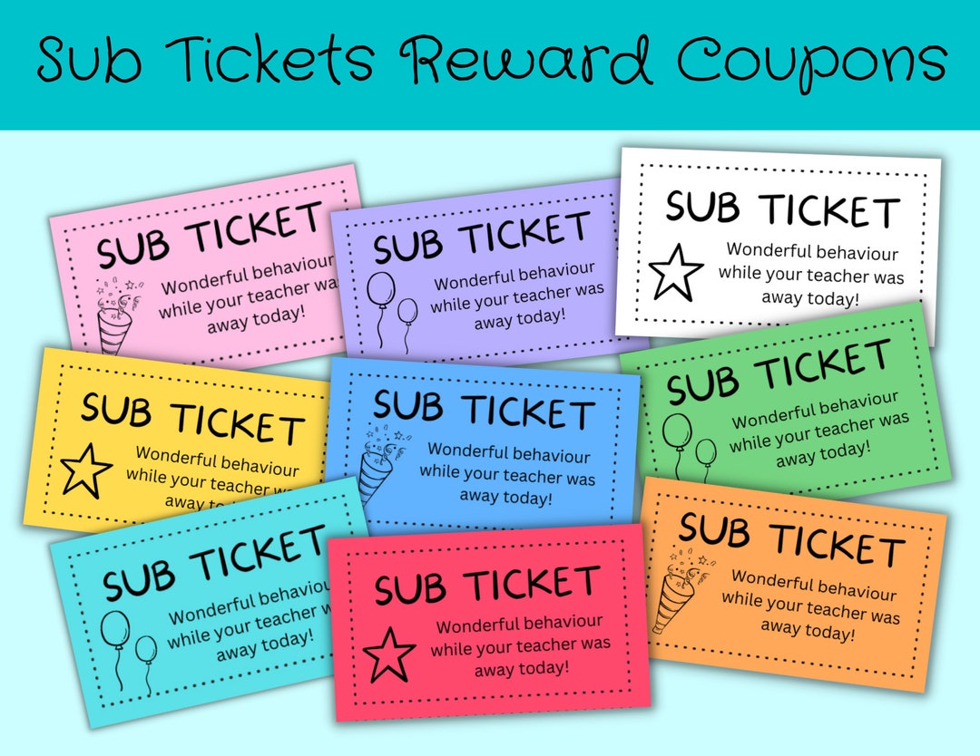 Substitute Teacher Reward Ticketsubstitute Teacher Resourcestudent substitute-teacher-reward-ticketsubstitute-teacher-resourcestudent