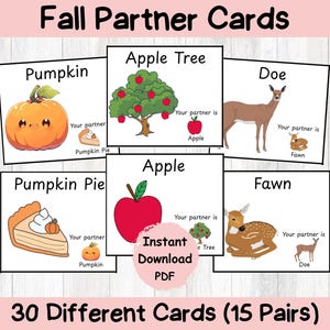 Student Partner Pairing Cards|Fall Autumn Partner Group Cards|Classroom Behavior Management|Elementary School Teacher Resource|Small Groups