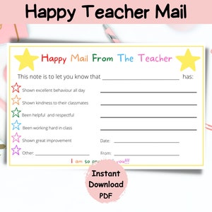 Gold Star Glückliche Post vom Lehrer|Positive Lehrernote Zuhause|Schüleranerkennung|Positive Note vom Lehrer|Schülermotivation