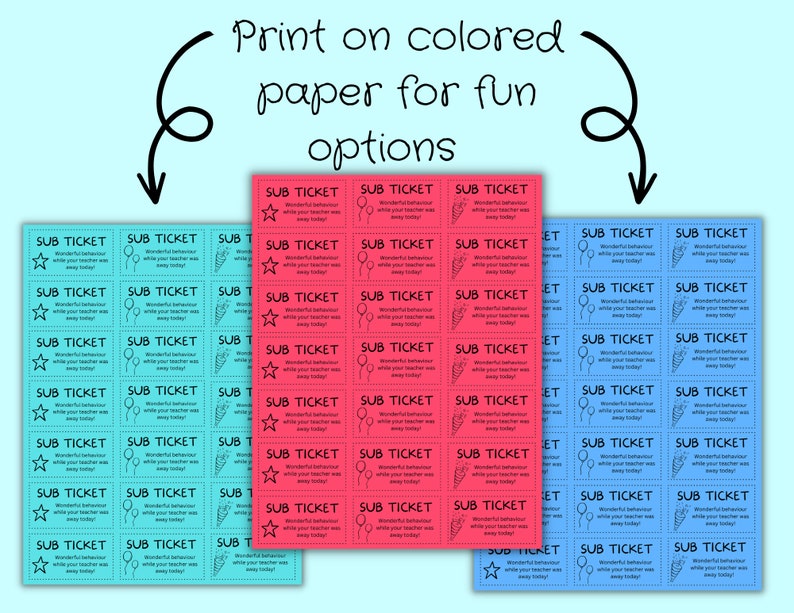 Substitute Teacher Reward Ticketsubstitute Teacher Etsy