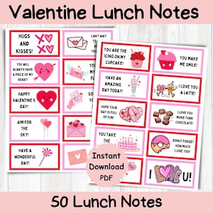 Notes de boîte à lunch joyeuse Saint-Valentin pour les enfants|Notes de boîte à lunch imprimables|Notes de déjeuner amusantes et mignonnes pour l'école de la part des parents de papa/maman|blagues sur le déjeuner