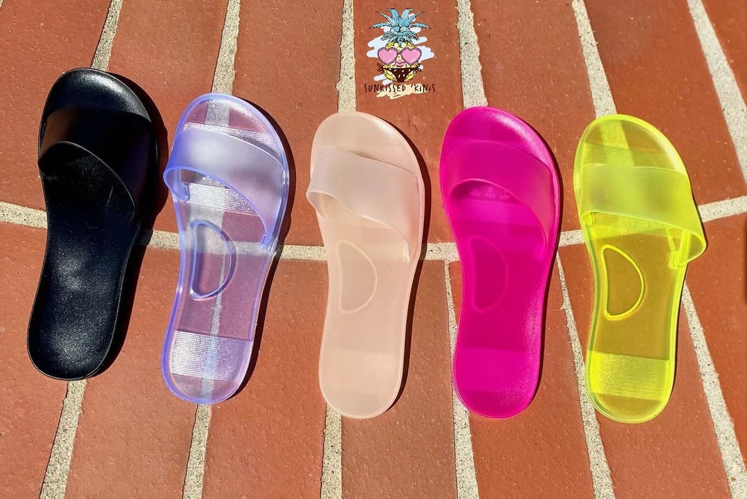 Jellies Clear Slides Sandals Clear Jelly Shoes Etsy