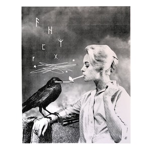 Serigrafia THE BIRDS - Serigrafia per poster di film - Illustrazione ispirata a Hitchcock - Cinema classico di Hollywood - Stampa in edizione limitata