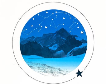 Serigrafía CONSTELACIÓN - Ilustración Nightsky - Serigrafía de edición limitada hecha a mano - Impresión astronómica