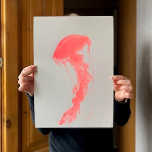 Neon Jellyfish Screen Print: Limited Edition Nautical Art