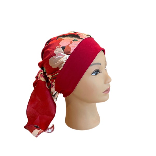 Floral Chemo Headwear | Turban |Head Scarf | Pre-Tied Scarves for Women | Cancer Scarves | Chemo Scarves | Tichel, Hijab & Head Covering