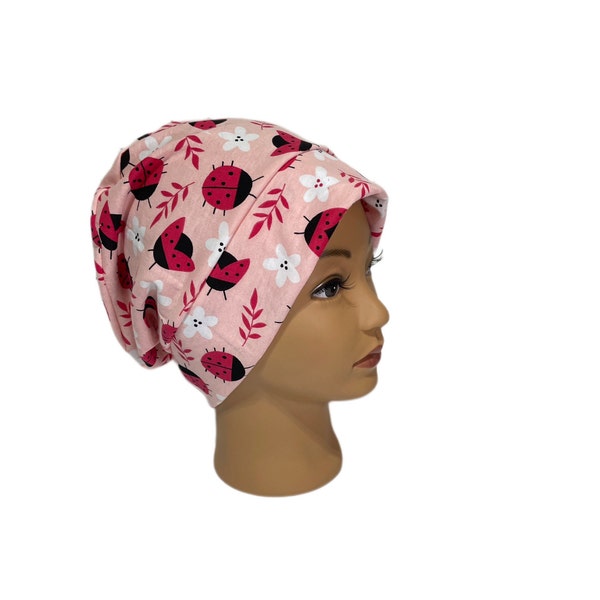 Chemo Caps Designed for Cancer Patients ~ Cancer Caps ~ Chemo Headwear ~ Hair Loss ~Care Package ~ Cancer Beanies ~ Ladybug Hat
