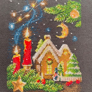 Fertige Kreuzstich Weihnachtskerzen